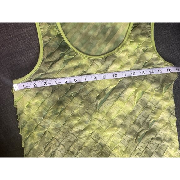 Only Nine Petite Sleeveless Ruffled Blouse Green Textured Striped Size S Top - Picture 6 of 9